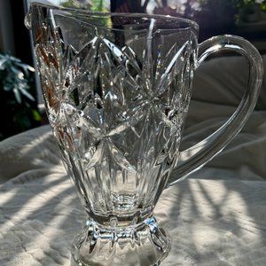 Vintage Hand Cut LARGE & HEAVY Crystal Pitcher, 10'' Tall 9'' diameter